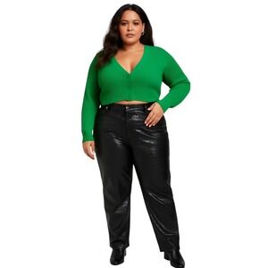 INC Denim Womens Straight Pants 18 Black Croc Faux Leather‎ Textured Y2K NWT